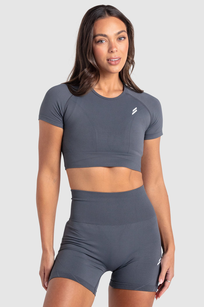 Hyperflex 2 Cropped Tee - Charcoal