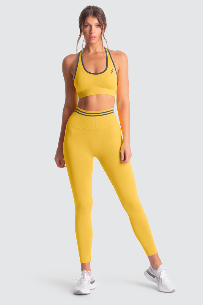 $115 Terez Women's Yellow Dynamic-Duo-Knit Active Leggings Pants